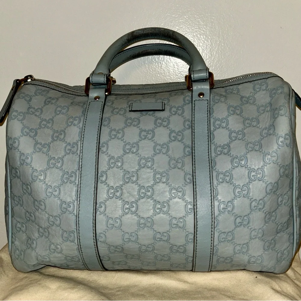 Authentic Gucci Guccissima Joy Boston Bag in light blue. - Picture 2 of 14